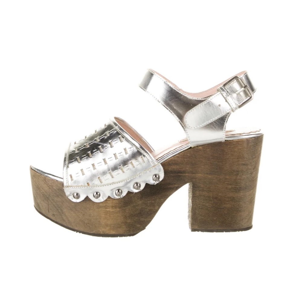 Opening Ceremony Silver Leather Platform Heels